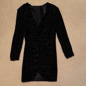 Smythe Black Velvet Leopard Mini Dress